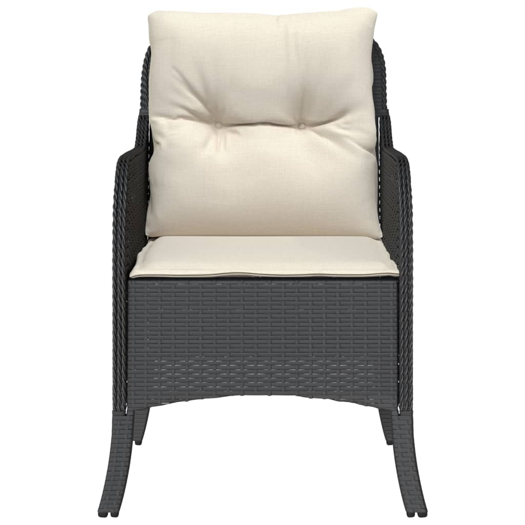 Tuinstoelen met kussens poly rattan Zwart en crème Dichtgeweven