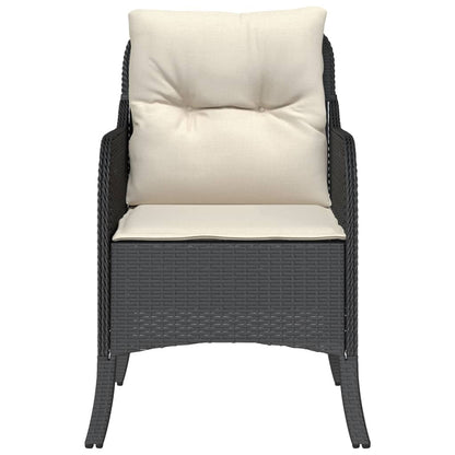 Tuinstoelen met kussens poly rattan Zwart en crème Dichtgeweven