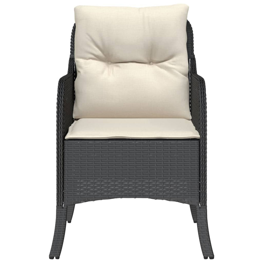 Tuinstoelen met kussens poly rattan Zwart en crème Dichtgeweven