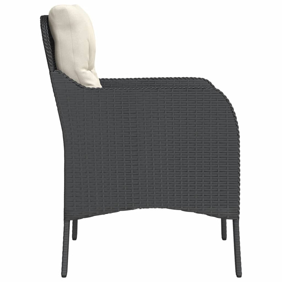 Tuinstoelen met kussens poly rattan Zwart en crème Dichtgeweven