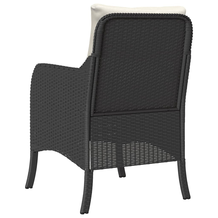 Tuinstoelen met kussens poly rattan Zwart en crème Dichtgeweven