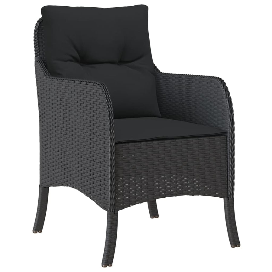 Tuinstoelen 2 st met kussens poly rattan zwart Zwart Dichtgeweven