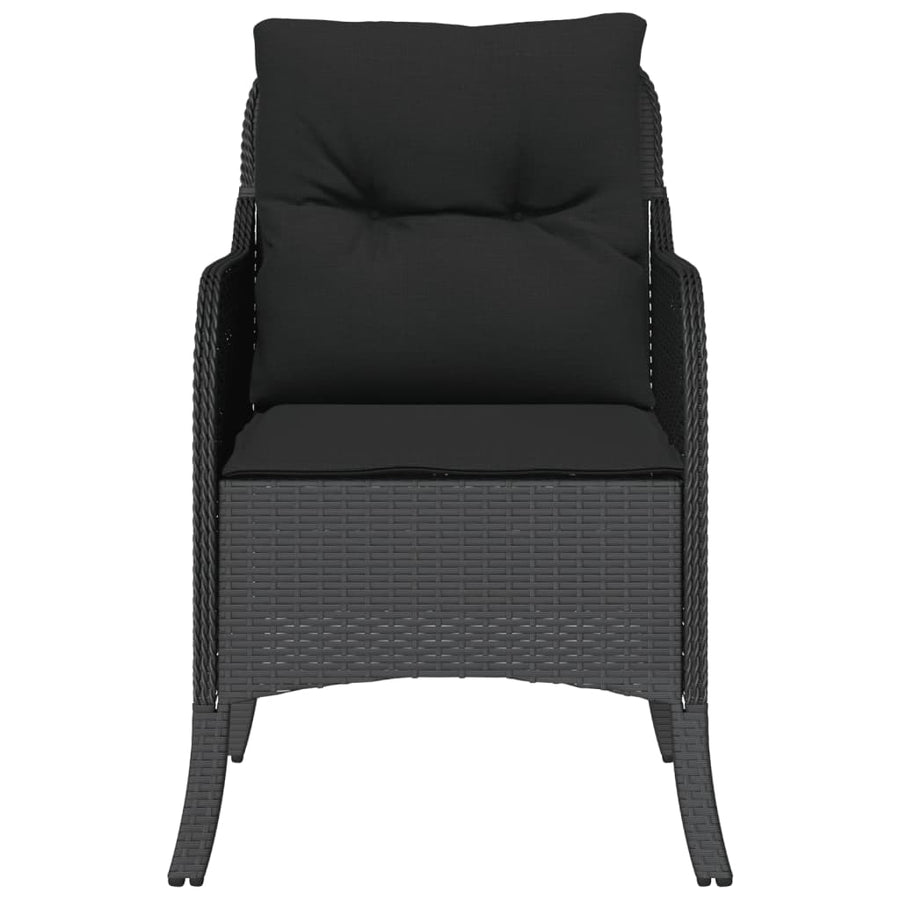 Tuinstoelen 2 st met kussens poly rattan zwart Zwart Dichtgeweven