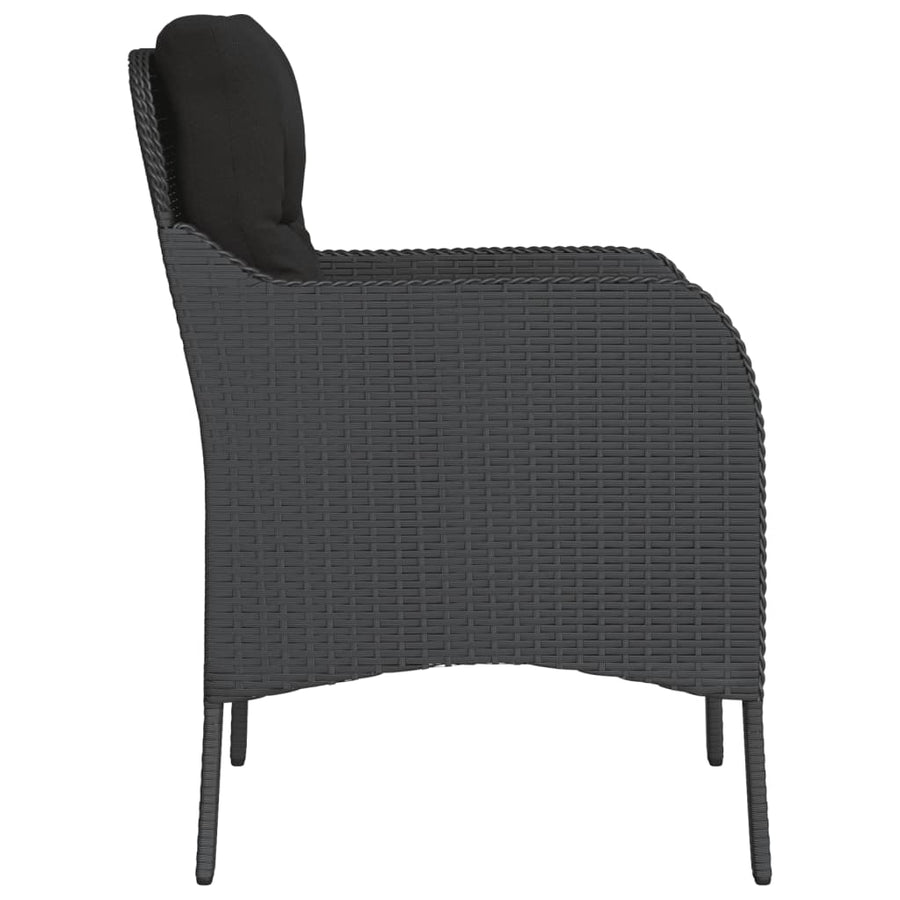 Tuinstoelen 2 st met kussens poly rattan zwart Zwart Dichtgeweven