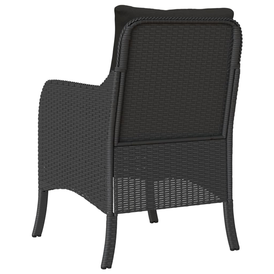 Tuinstoelen 2 st met kussens poly rattan zwart Zwart Dichtgeweven