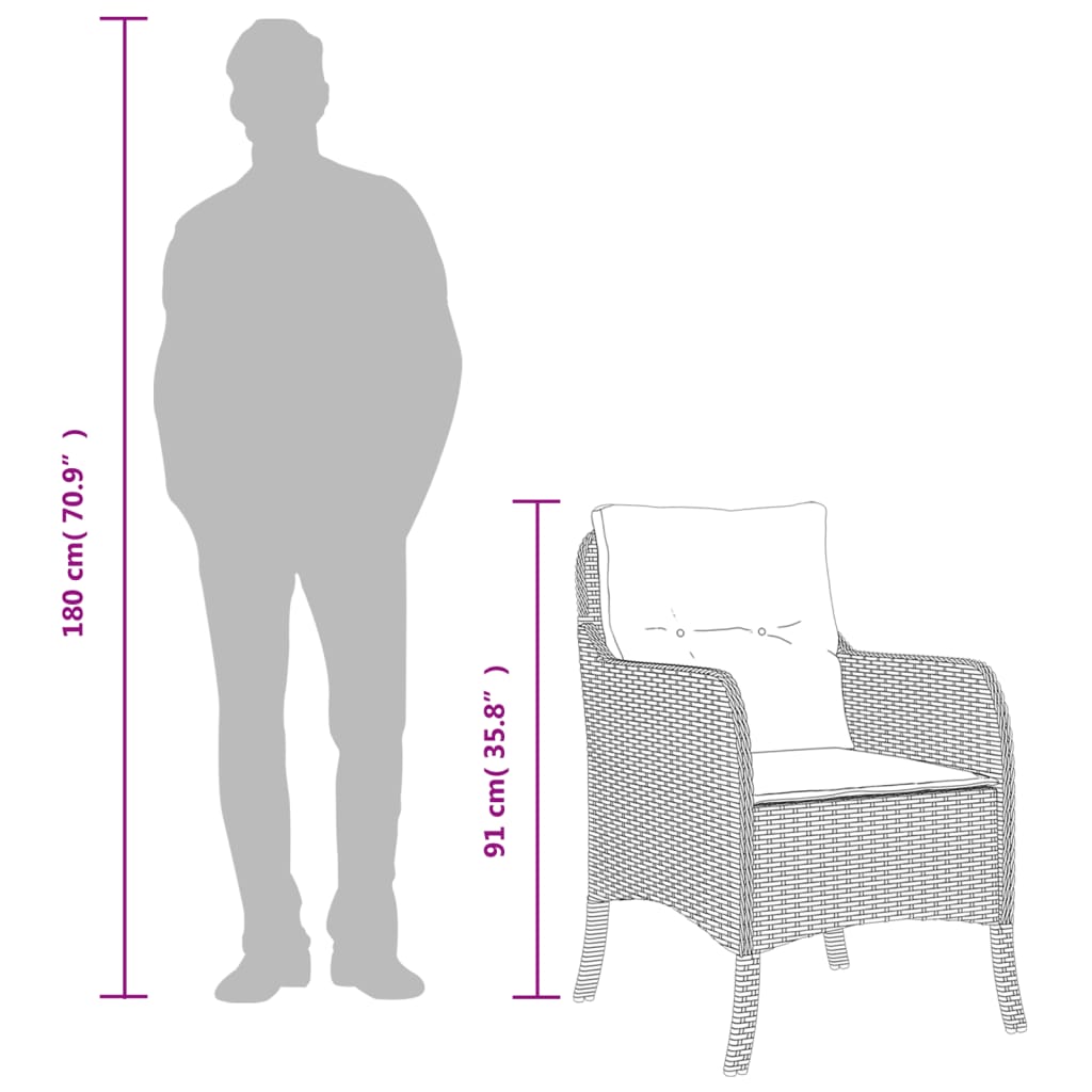 Tuinstoelen 2 st met kussens poly rattan zwart Zwart Dichtgeweven