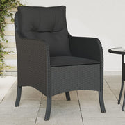 Tuinstoelen 2 st poly rattan zwart met kussens
