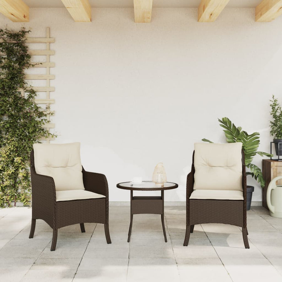 Tuinstoelen met kussens poly rattan Bruin Dichtgeweven