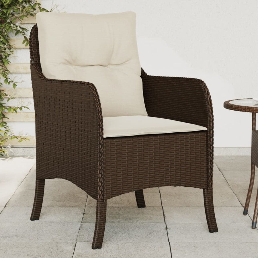 Tuinstoelen met kussens poly rattan Bruin Dichtgeweven