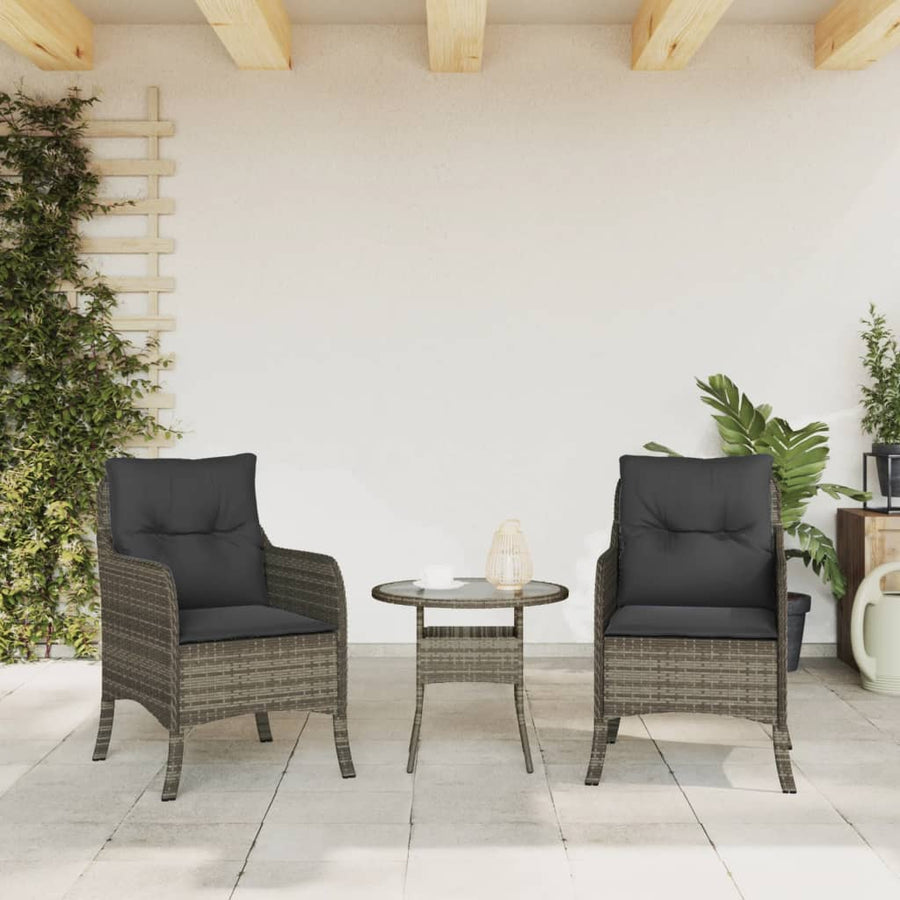 Tuinstoelen met kussens poly rattan Grijs Dichtgeweven