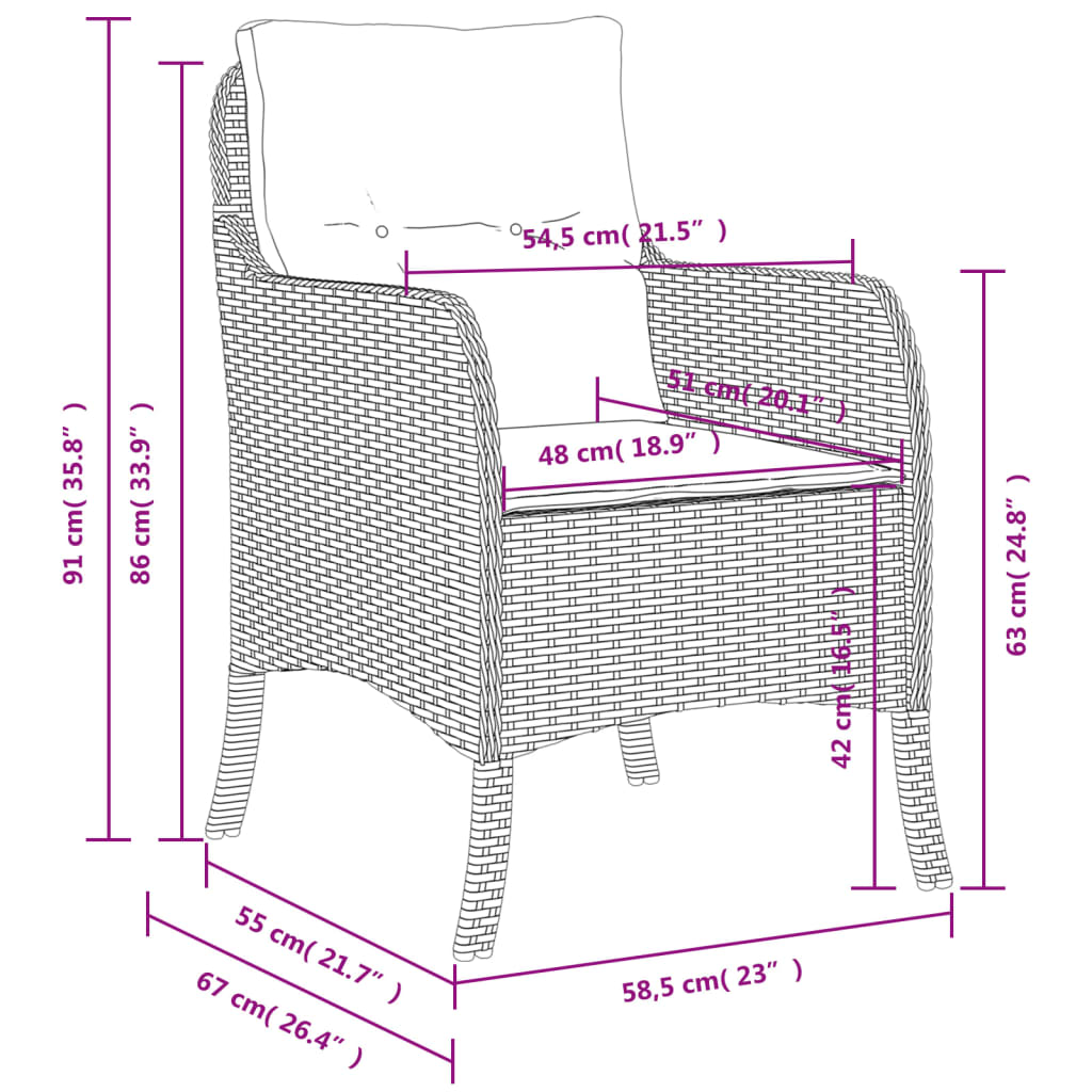 Tuinstoelen met kussens poly rattan Grijs Dichtgeweven