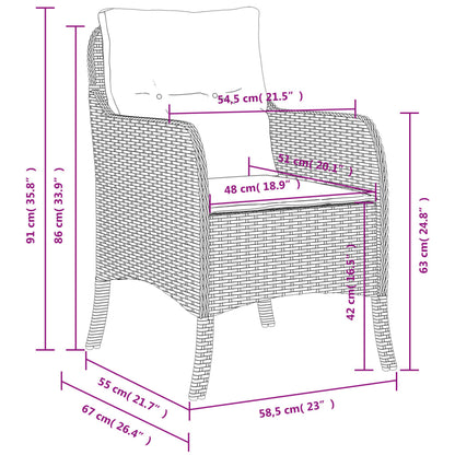 Tuinstoelen met kussens poly rattan Grijs Dichtgeweven