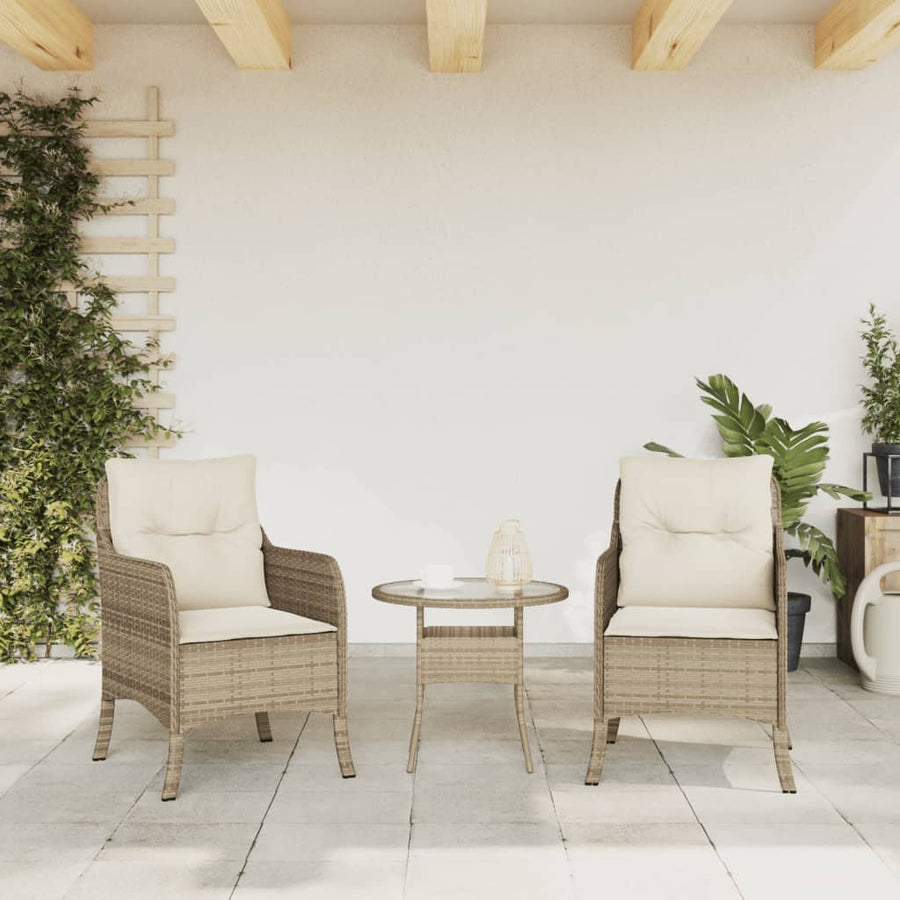 Tuinstoelen met kussens poly rattan Beige Dichtgeweven