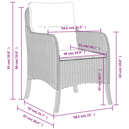 Tuinstoelen met kussens poly rattan Beige Dichtgeweven