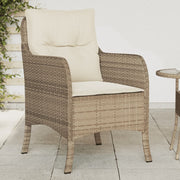 Tuinstoelen 2 stuks poly rattan beige met kussens