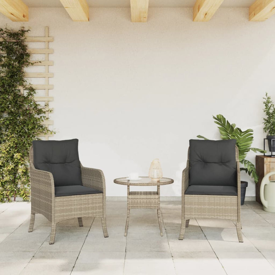 Tuinstoelen met kussens poly rattan Lichtgrijs Dichtgeweven