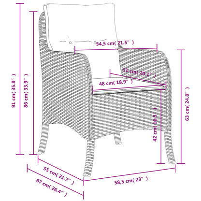 Tuinstoelen met kussens poly rattan Lichtgrijs Dichtgeweven