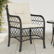 Garden chairs 2 pcs with cushions poly rattan black