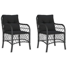 Tuinstoelen 2 st met kussens poly rattan zwart Zwart Lijngeweven