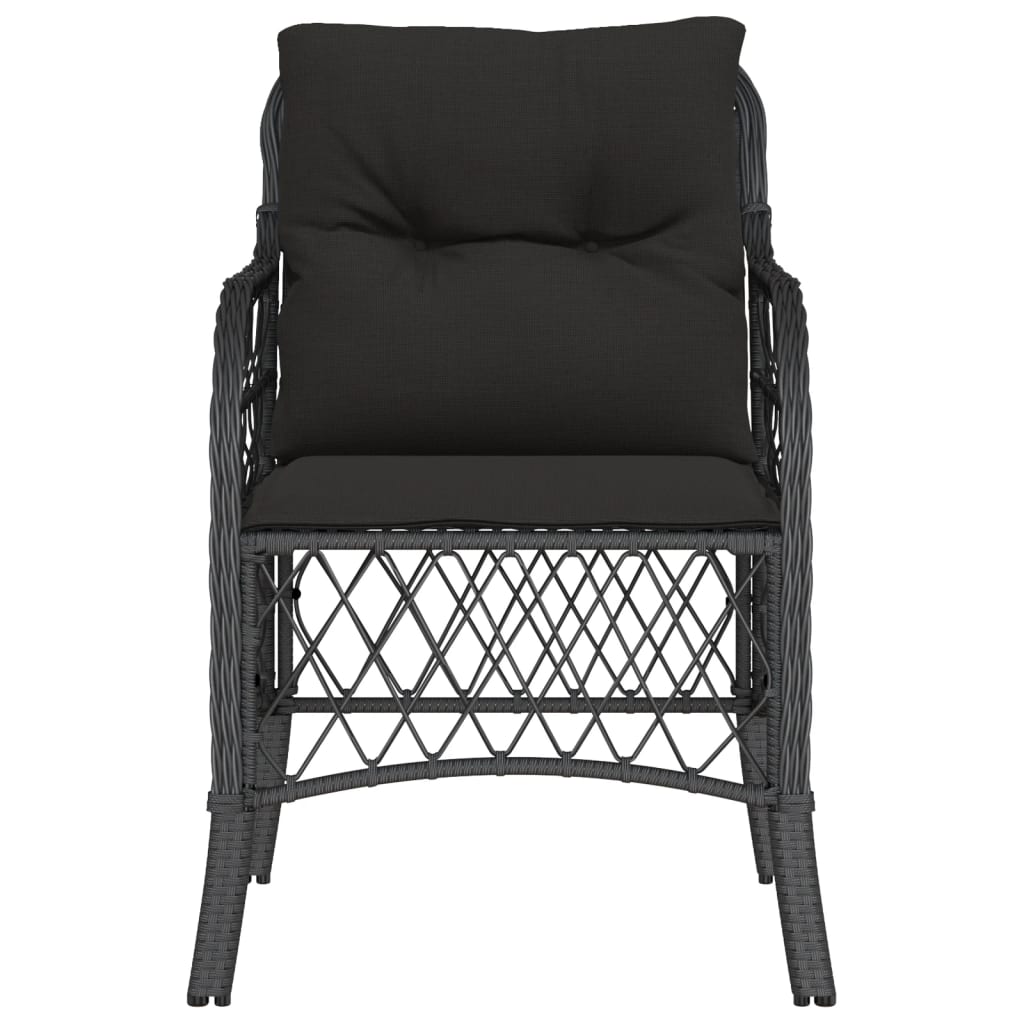 Tuinstoelen 2 st met kussens poly rattan zwart Zwart Lijngeweven