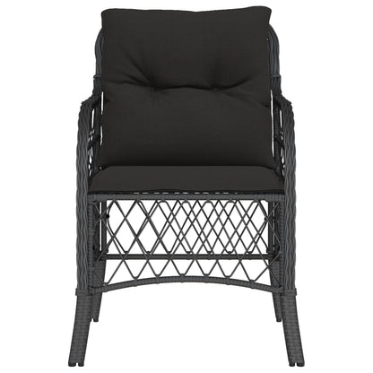 Tuinstoelen 2 st met kussens poly rattan zwart Zwart Lijngeweven