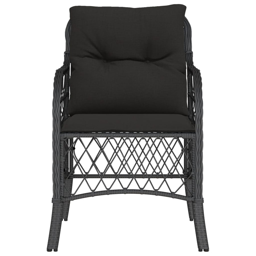 Tuinstoelen 2 st met kussens poly rattan zwart Zwart Lijngeweven