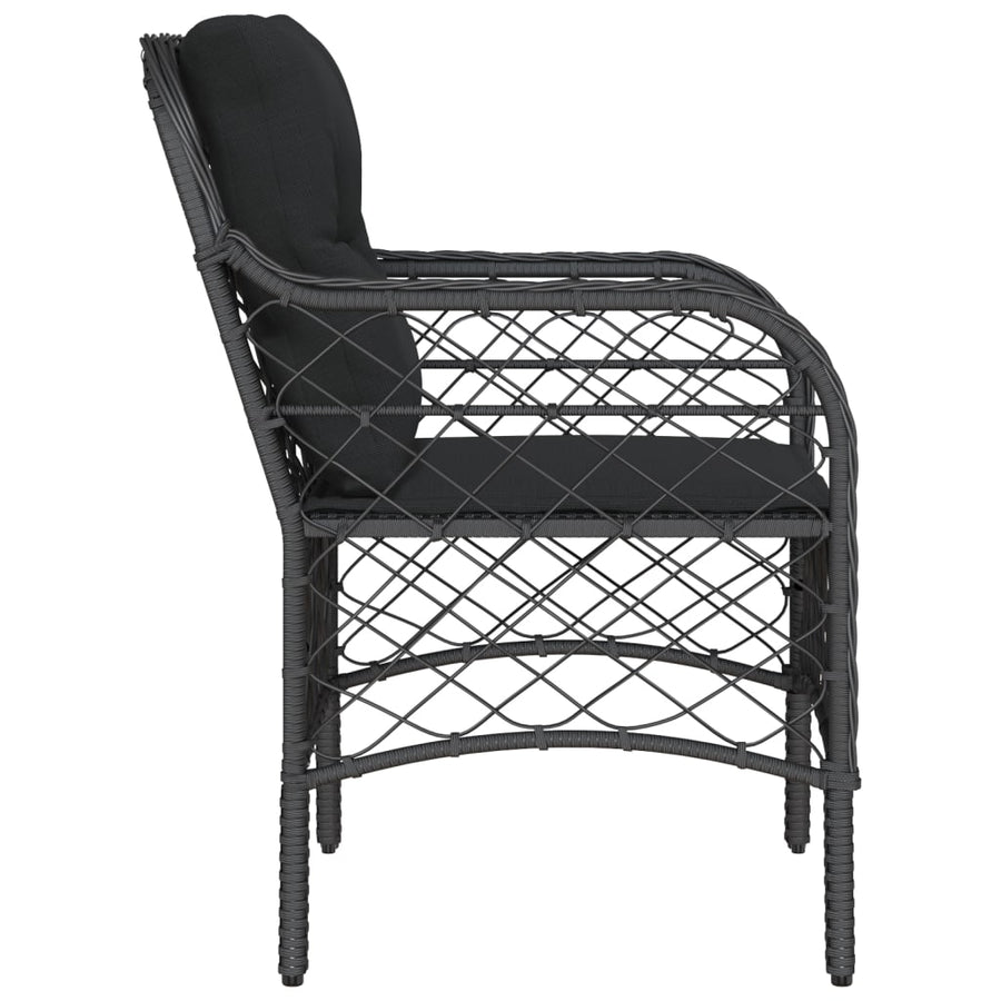 Tuinstoelen 2 st met kussens poly rattan zwart Zwart Lijngeweven