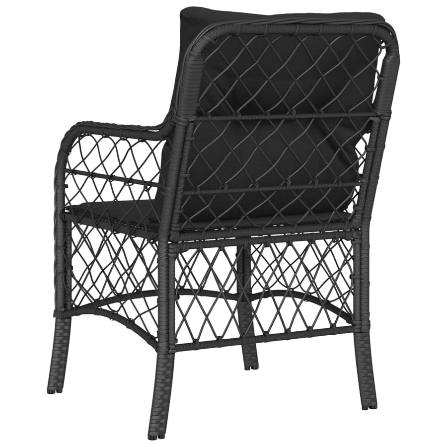 Tuinstoelen 2 st met kussens poly rattan zwart Zwart Lijngeweven