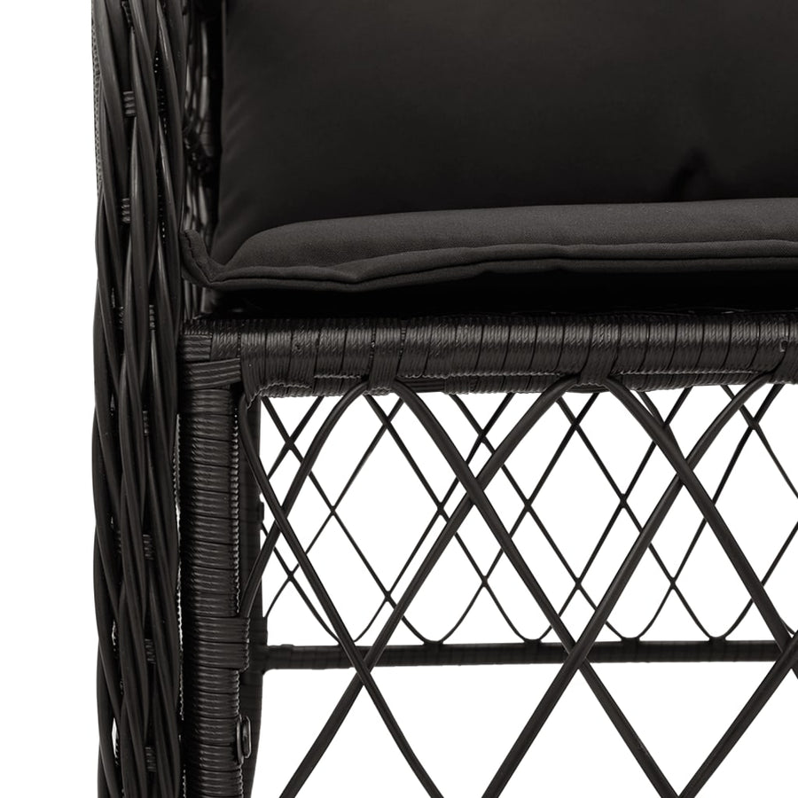 Tuinstoelen 2 st met kussens poly rattan zwart Zwart Lijngeweven
