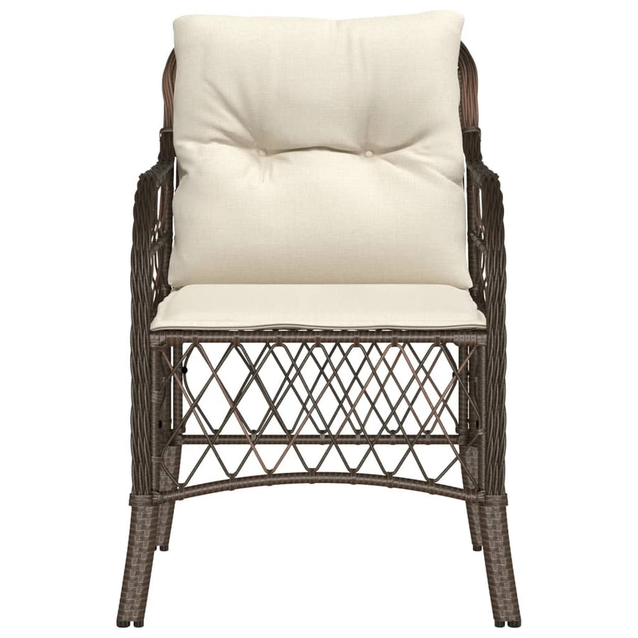 Tuinstoelen 2 st met kussens poly rattan bruin 2 Bruin