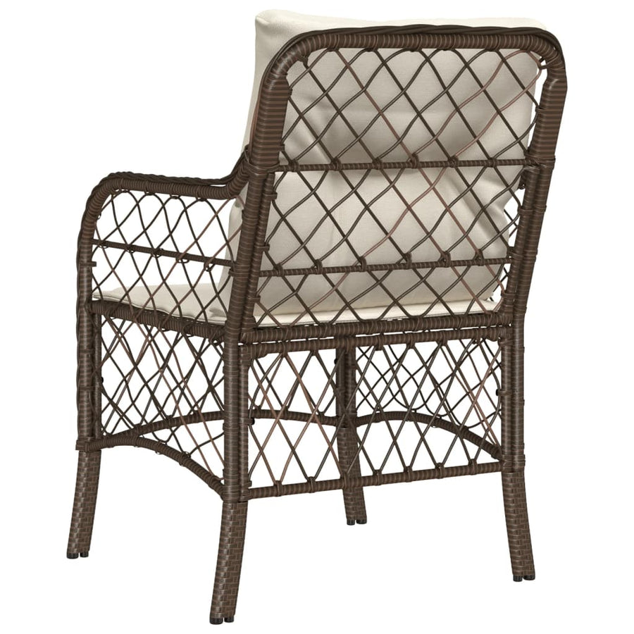 Tuinstoelen 2 st met kussens poly rattan bruin 2 Bruin