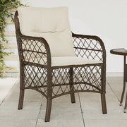 Garden chairs 2 pcs with cushions poly rattan brown