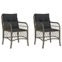 Tuinstoelen 2 st met kussens poly rattan grijs 2 Grijs