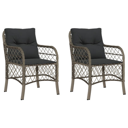 Tuinstoelen 2 st met kussens poly rattan grijs 2 Grijs