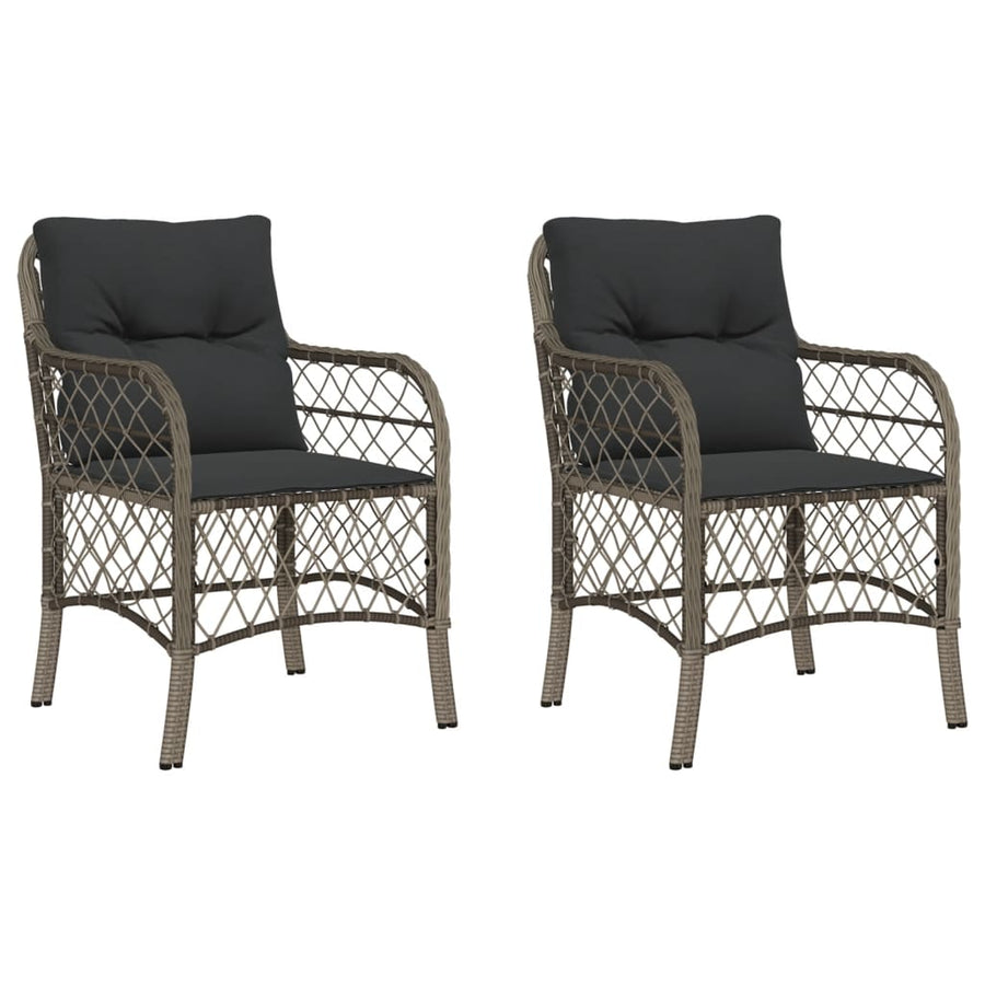 Tuinstoelen 2 st met kussens poly rattan grijs 2 Grijs