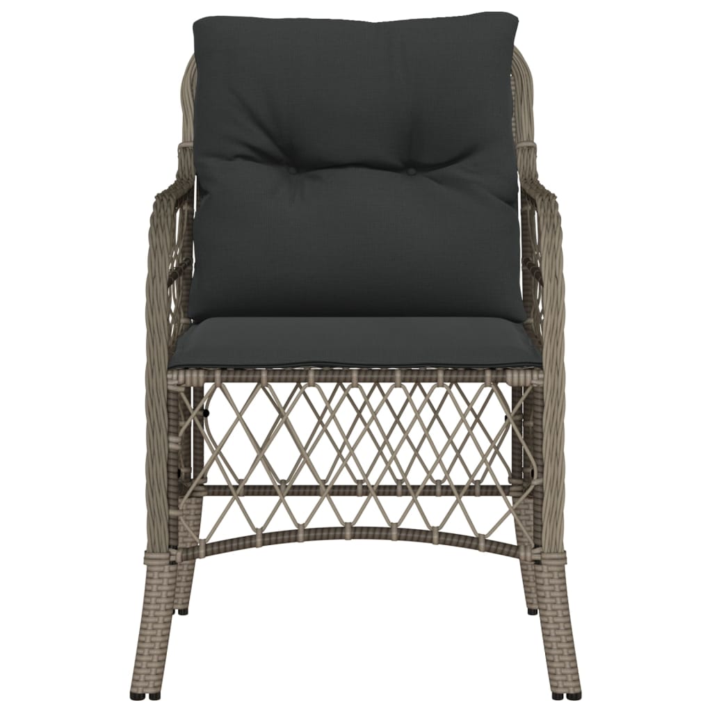 Tuinstoelen 2 st met kussens poly rattan grijs 2 Grijs