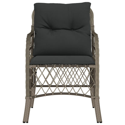 Tuinstoelen 2 st met kussens poly rattan grijs 2 Grijs