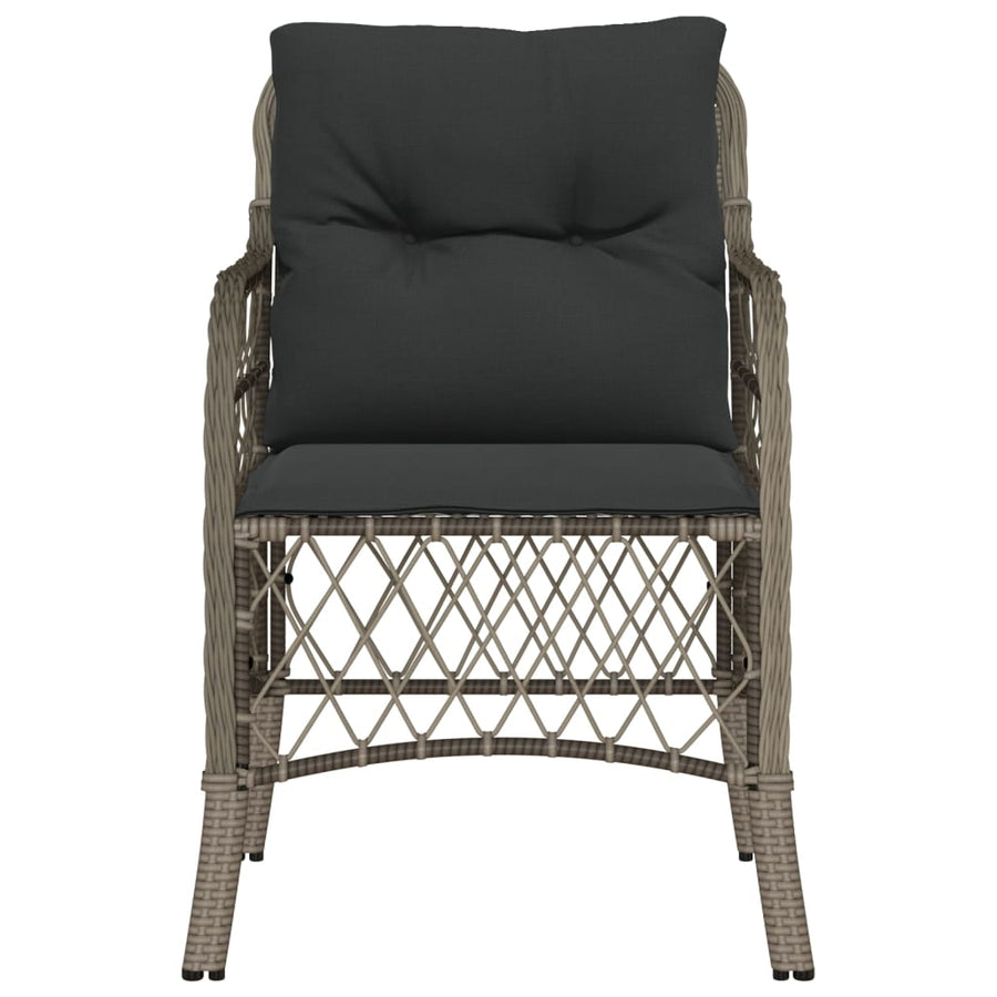 Tuinstoelen 2 st met kussens poly rattan grijs 2 Grijs