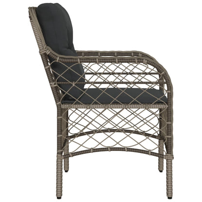Tuinstoelen 2 st met kussens poly rattan grijs 2 Grijs