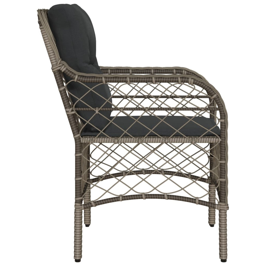 Tuinstoelen 2 st met kussens poly rattan grijs 2 Grijs