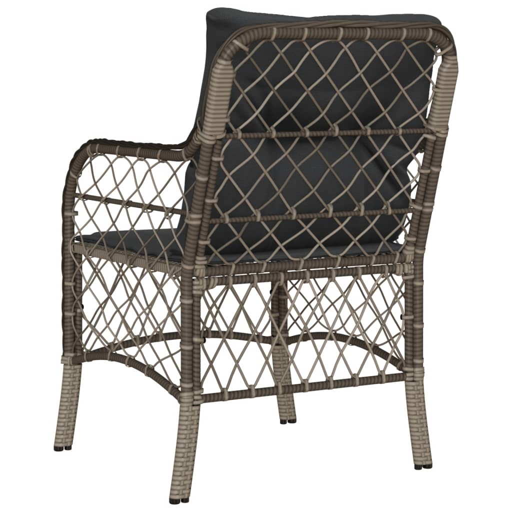 Tuinstoelen 2 st met kussens poly rattan grijs 2 Grijs