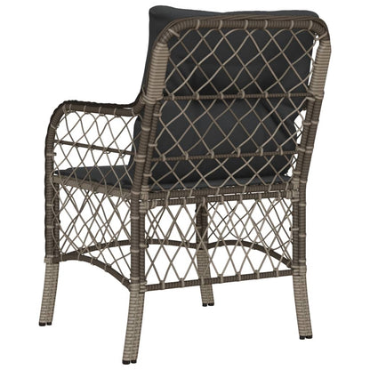 Tuinstoelen 2 st met kussens poly rattan grijs 2 Grijs