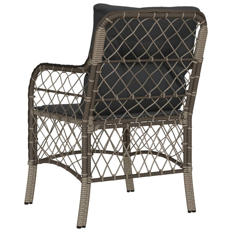 Tuinstoelen 2 st met kussens poly rattan grijs 2 Grijs