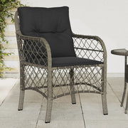 Tuinstoelen 2 st poly rattan grijs met kussens