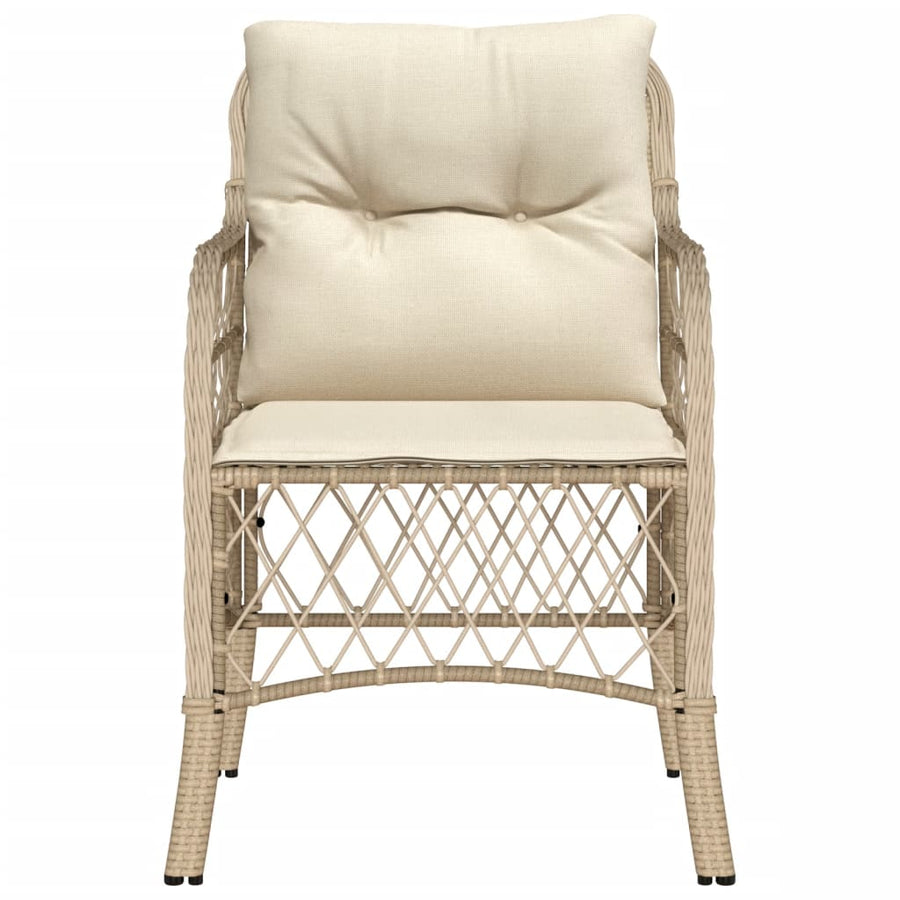 Tuinstoelen 2 st met kussens poly rattan beige 2 Beige