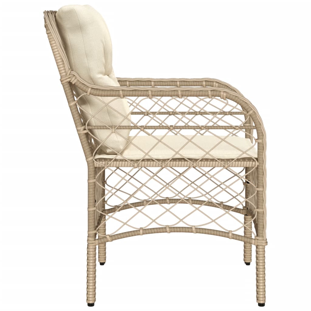 Tuinstoelen 2 st met kussens poly rattan beige 2 Beige