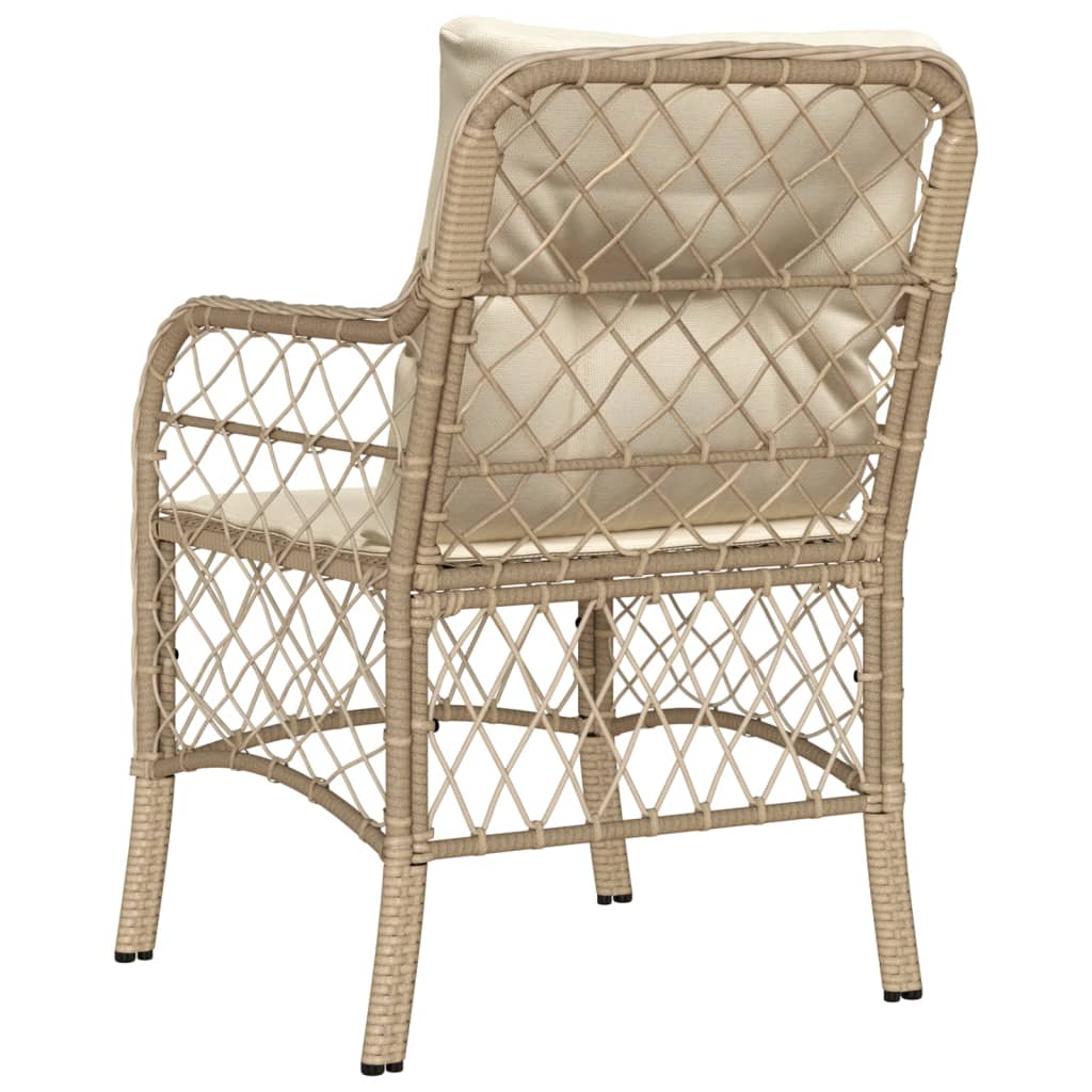 Tuinstoelen 2 st met kussens poly rattan beige 2 Beige