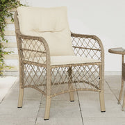 Garden chairs 2 pcs with cushions poly rattan beige