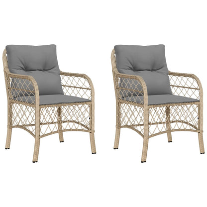 Tuinstoelen 2 st met kussens poly rattan gemengd beige 2 Gemengd beige