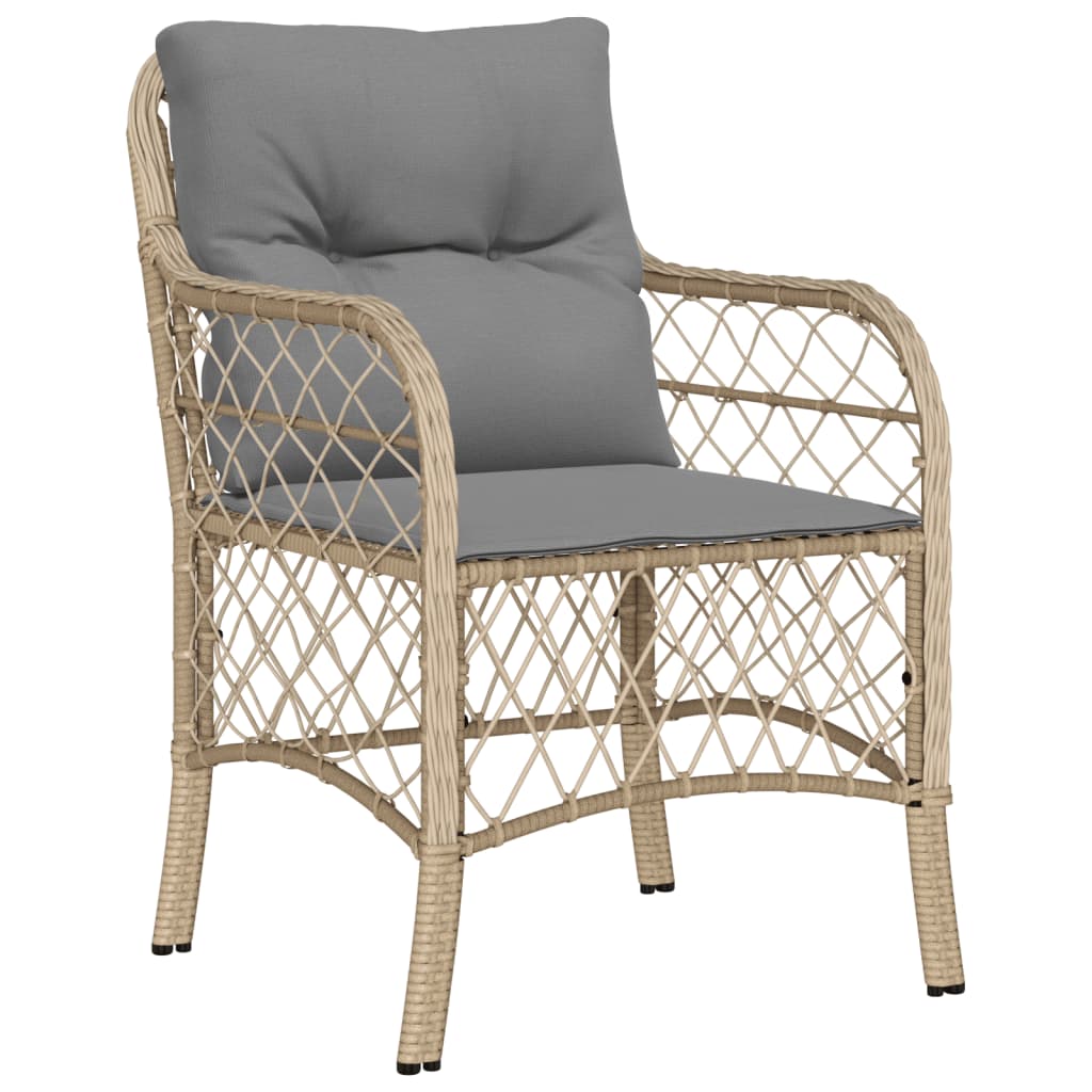 Tuinstoelen 2 st met kussens poly rattan gemengd beige 2 Gemengd beige